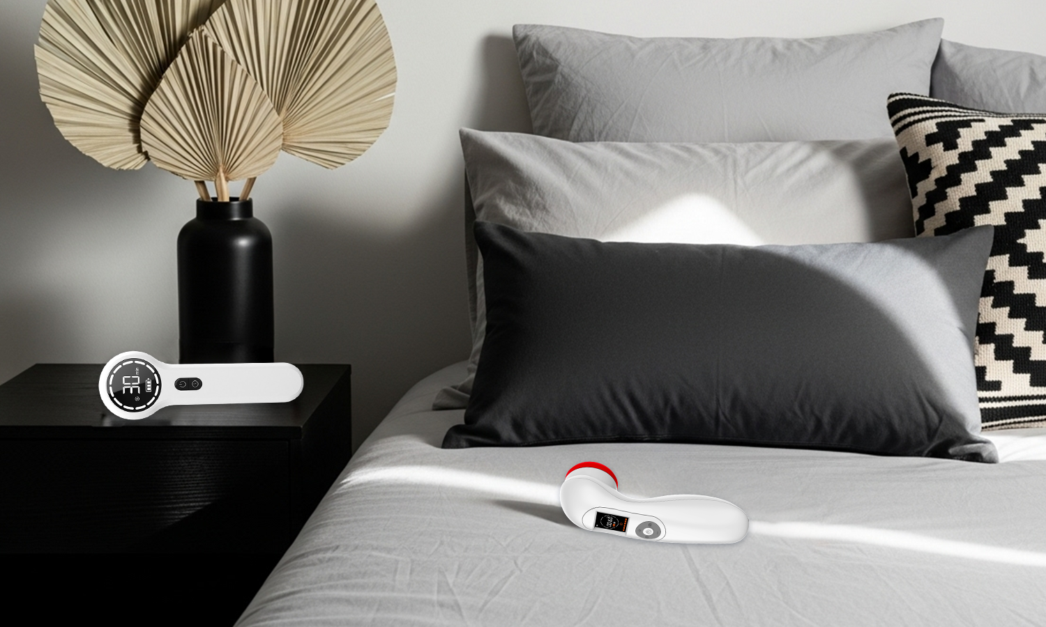 PowerCure and PowerCure Pro cold laser therapy devices displayed in a warm, comfortable home setting